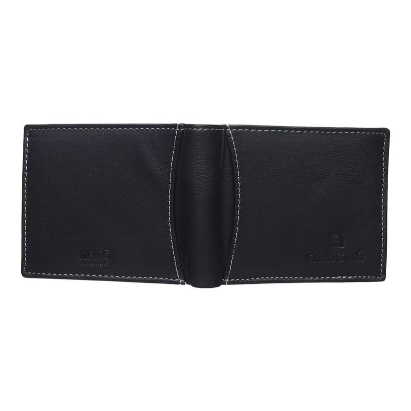 QufiCraft Genuine Leather Two Fold Wallet | Credit/Debit Card/Slim Minimalist | Office ID for Mens and Boys RFID Protection (10 Card Slots) (Navy Blue) view 6