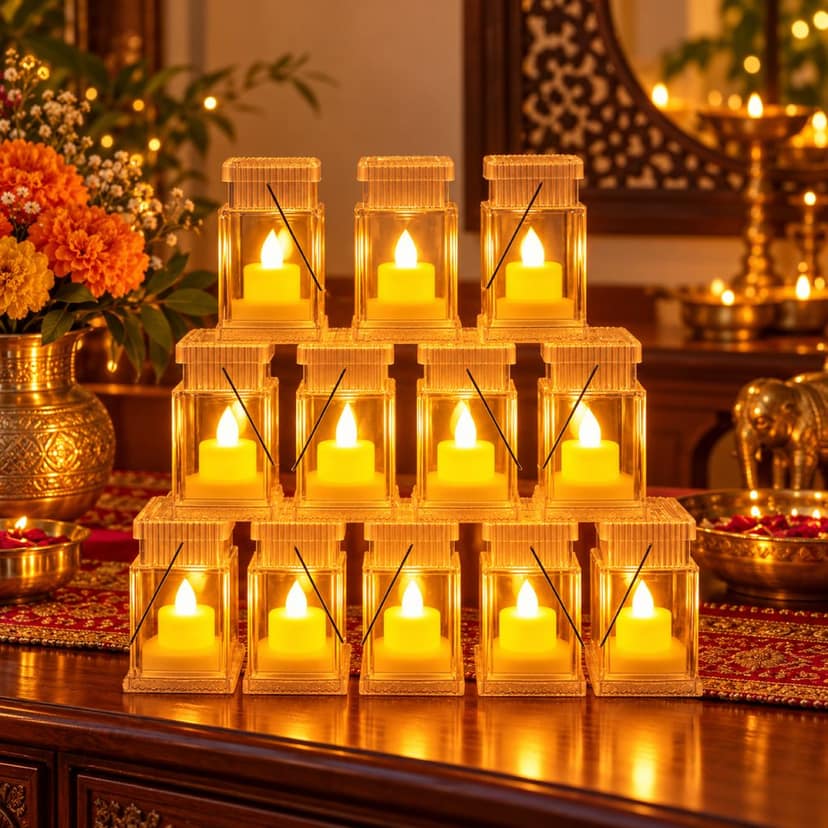LED Storm Lantern Decorative Lights – Set of 12 Battery-Operated Flameless Lanterns