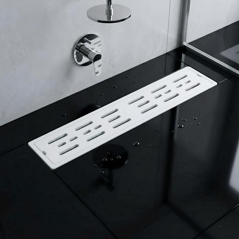 Ceramic (24 x 4 Inches) Melamine Shower Channel Floor Drain White Glossy Finish (RW-220)