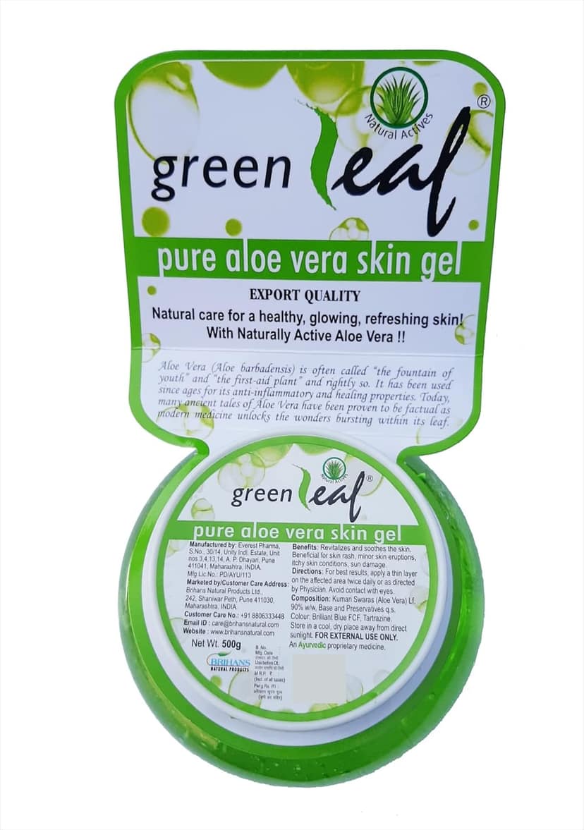 Greenleaf Aloe Vera Skin Gel 100% Pure Natural Gel - Ideal For Skin, Face, Acne Scars, Hair Care, Moisturizer & Dark Circles, 500G view 2
