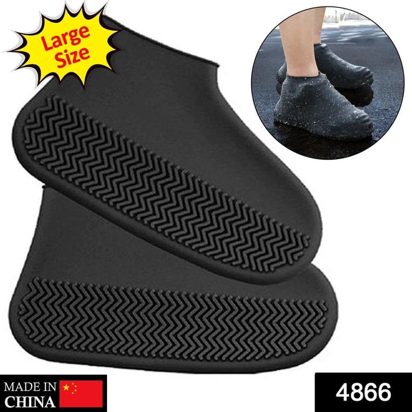 Non-Slip Silicone Rain Reusable Anti skid Waterproof Fordable Boot Shoe Cover ( Large ) view 2