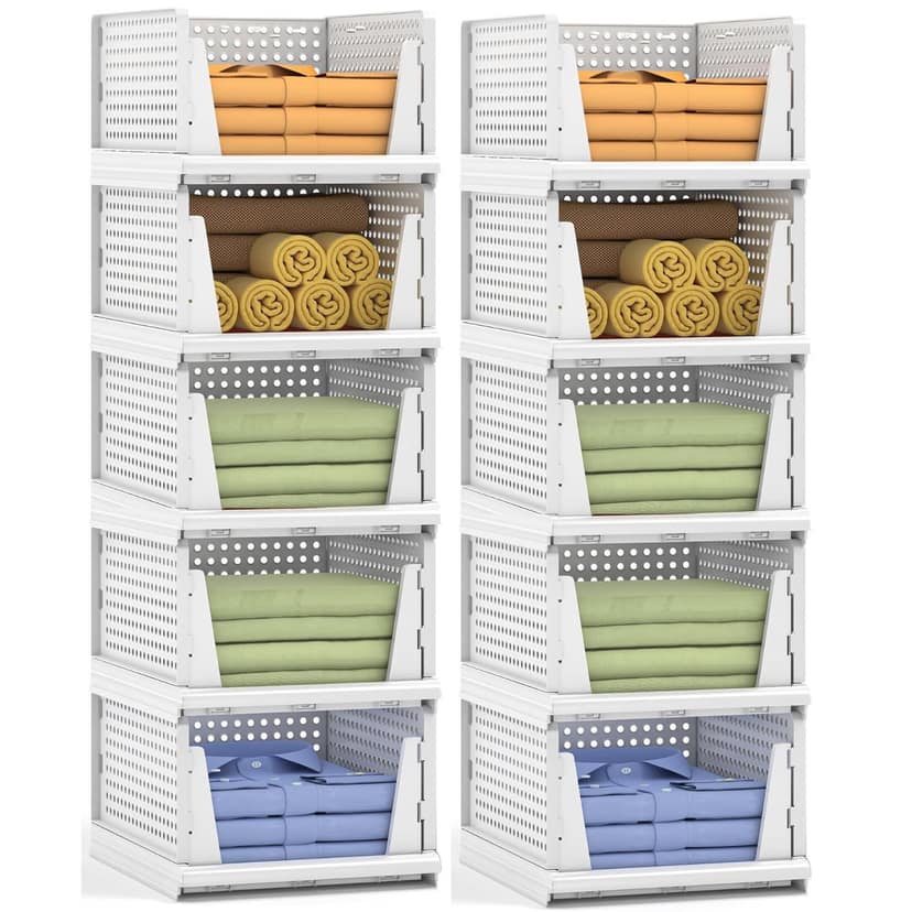 Panchhi Store Wardrobe Organizer for Clothes Cupboard Organizer for Clothes Foldable and Stackable Clothes Organiser for Wardrobe Plastic Shelf Organizer for Shirt T shirt Jeans White