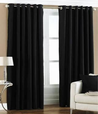 N2C Home Solid Semi-Transparent Eyelet Curtain 7 ft ( Pack of 2 ) - Black