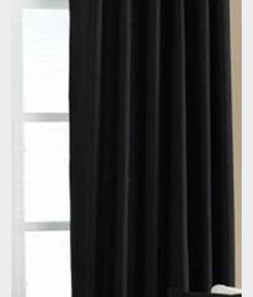 N2C Home Solid Semi-Transparent Eyelet Curtain 7 ft ( Pack of 2 ) - Black view 2