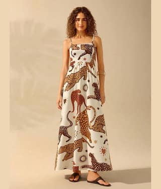 Sheetal associates Women Polyester Printed Fit & Flare Dress ( White )