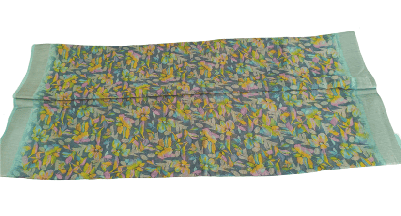 Floral Print Pure Linen Saree With Blouse view 3
