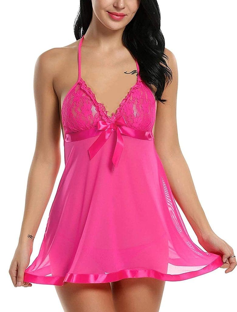 Net Lace Babydoll Night dress with Panty view 3