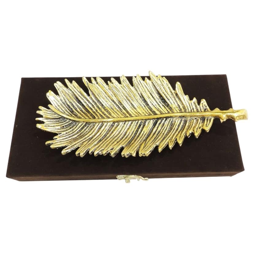Aluminium Leaf Showpiece with Box | Luxury Decorative Gift Item, Height : 1 Inch (ASMAS541 C) view 2