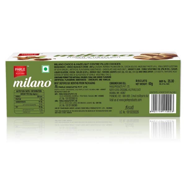 Parle Milano Choco & Hazelnut Centre Filled Biscuits 60 Gms view 3