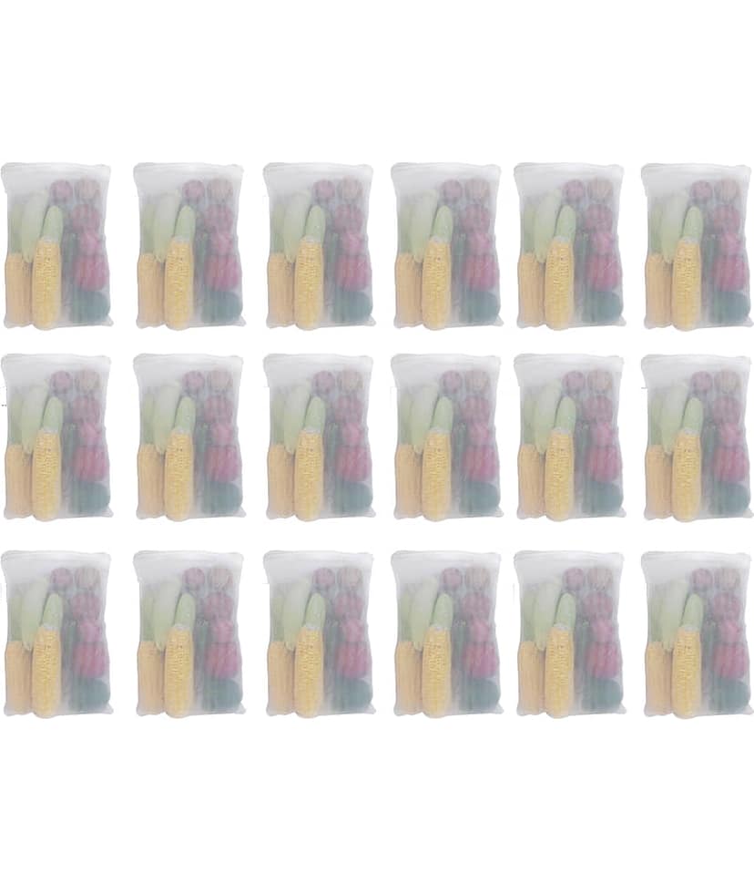 PrettyKrafts mesh Reusable Fridge Storage Bag for Fruits & Vegetables-Set of 18 (Double Layered Mesh)- White
