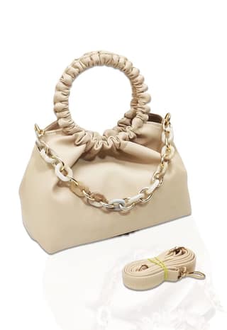 Magnifique Women's Hand/Sling/Side Bag/purse Polyurethane Western (Beige)