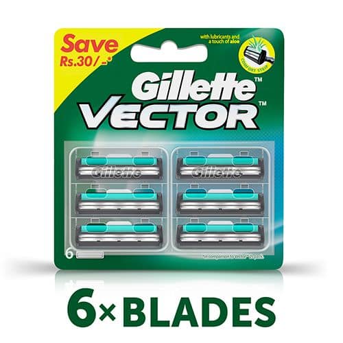 Gillette Vector Plus - Manual Shaving Razor Blades Cartridge, 6 Pcs