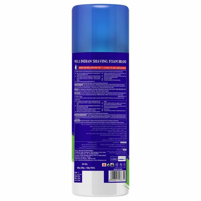 VI-JOHN Shave Foam For Sensitive Skin (400 gm Each, Pack Of 2) (800 g) Men's Grooming Combo Kit view 3