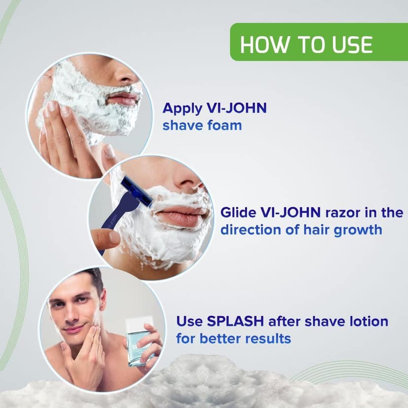 VI-JOHN Shave Foam For Sensitive Skin (400 gm Each, Pack Of 2) (800 g) Men's Grooming Combo Kit view 7