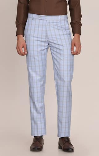 TAHVO Men Blue Formal Trousers