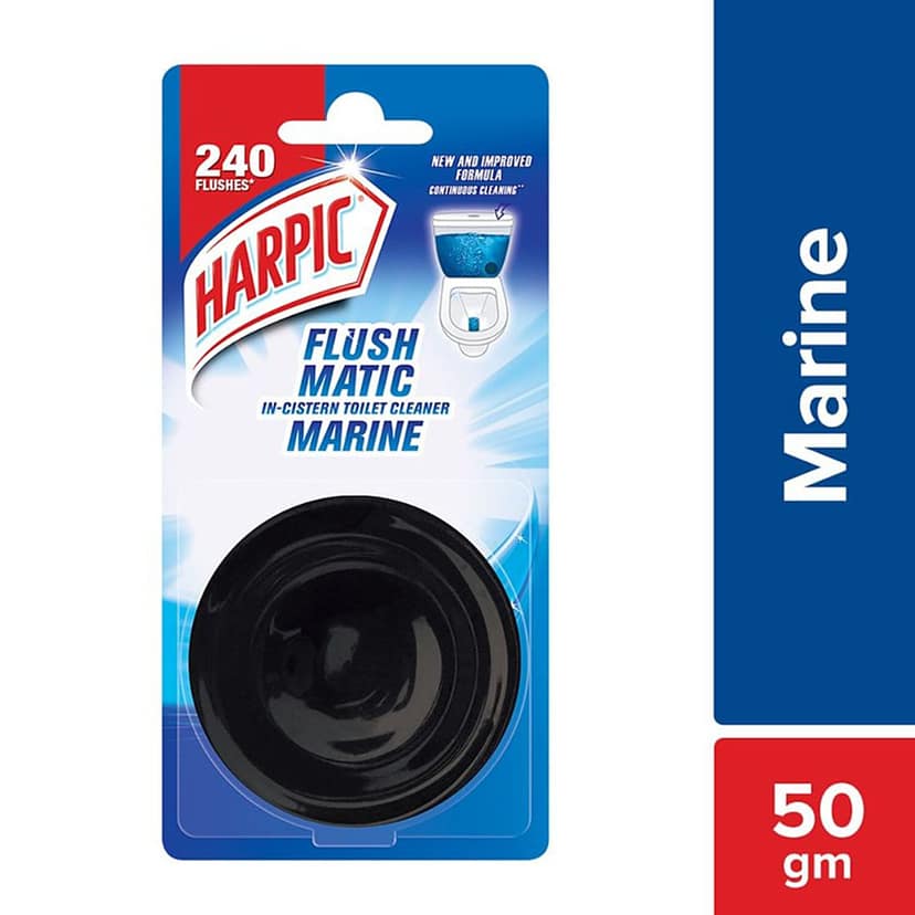 Harpic Flushmatic In-Cistern Toilet Cleaner Block, Marine, 50 G