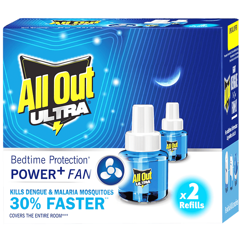 All Out Ultra Liquid Vaporizer/Mosquito Repellent Refills - Kills Dengue, Malaria & Chikungunya Mosquitoes, 45 Ml (Pack Of 2)