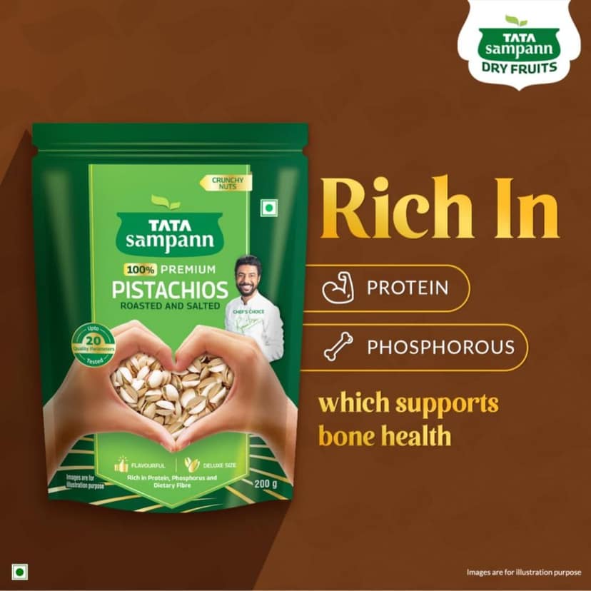 Tata Sampann Pistachios Roasted & Salted, Pista, 200g, Rich In Protein, Phosphorus, & Dietary Fibre, Premium Nuts & Dry Fruits, Shelled Nuts, Crunchy & Delicious Healthy Snack view 4