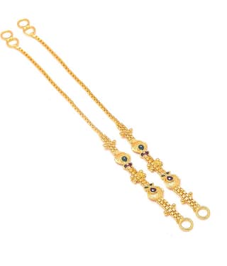 Jewar Mandi - Gold Ear Chain Earrings ( Pack of 1 )