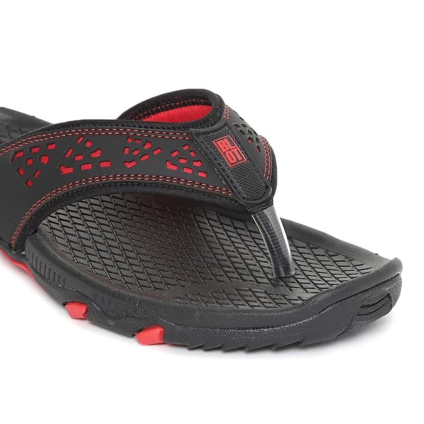 Paragon Black and Red Ultra-Durable Everyday Flip Flops for Men view 6