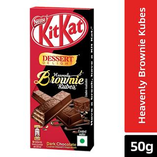 Nestle Kitkat Dessert Delight Heavenly Brownie Kubes - Wafer Coated With Dark Chocolate, 50 G