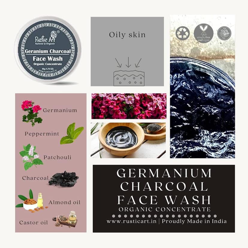 Geranium Charcoal Face Wash Concentrate (50gm) Pack of 2 view 2