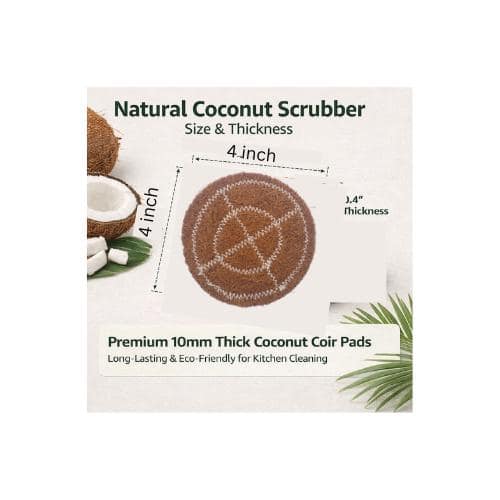 AMMUSCO Coir Kitchen Scrubber Pack of 12 – Eco Friendly Coconut Fiber Dish Wash Scrub Pads for Kitchen Cleaning view 2
