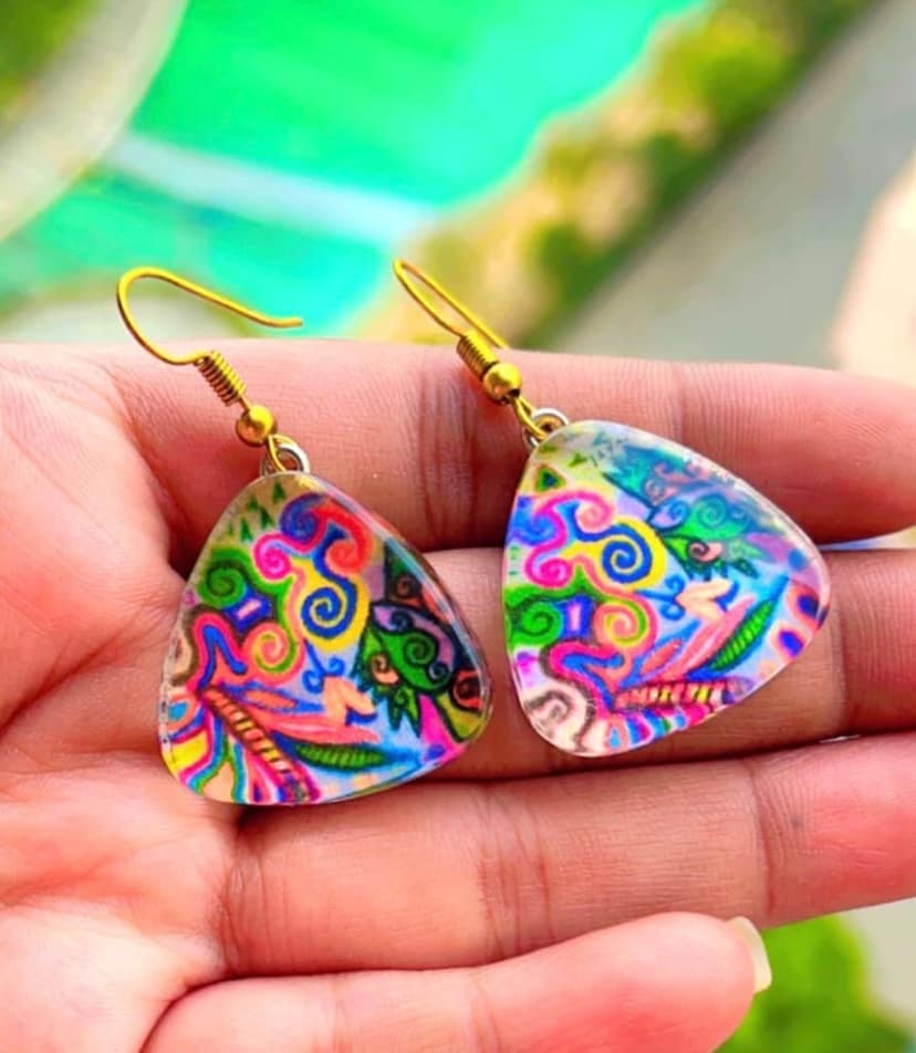 Spring-Vibe Triangle glass Earrings view 2