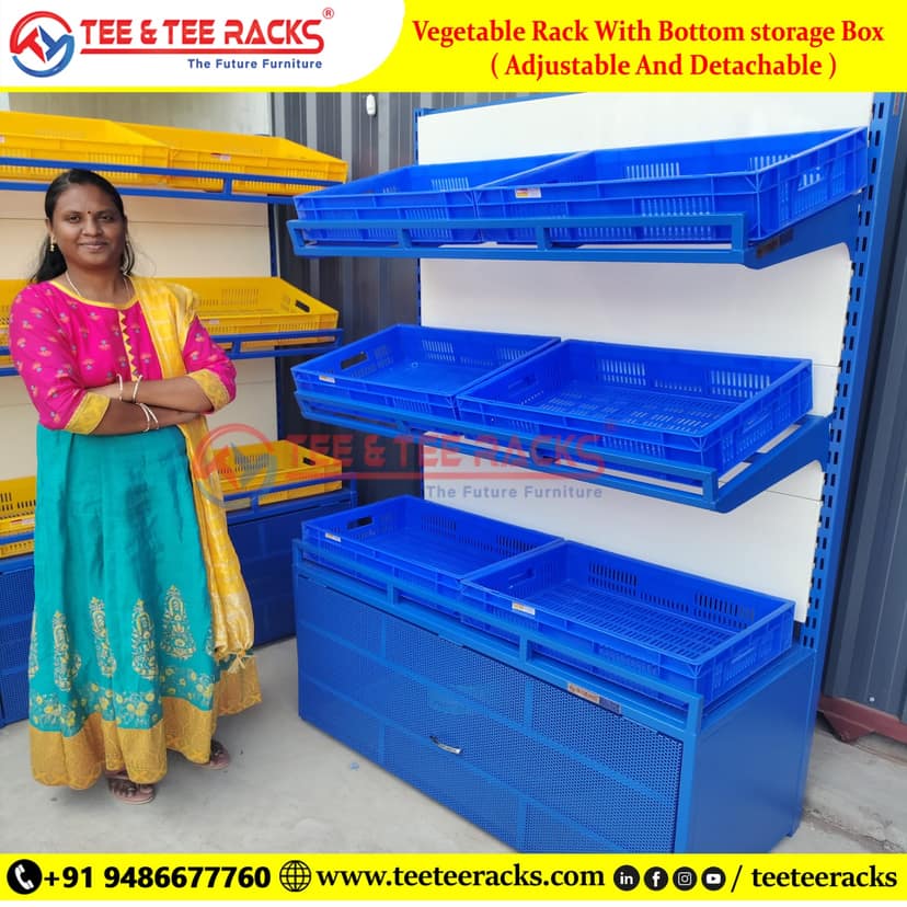 Free Standing Vegetable Rack with Bottom Storage Box