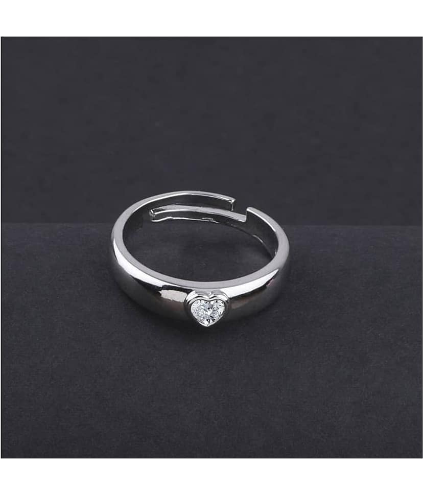 Silver Plated Stylish Solitaire Adjustable Ring For women Girls view 2