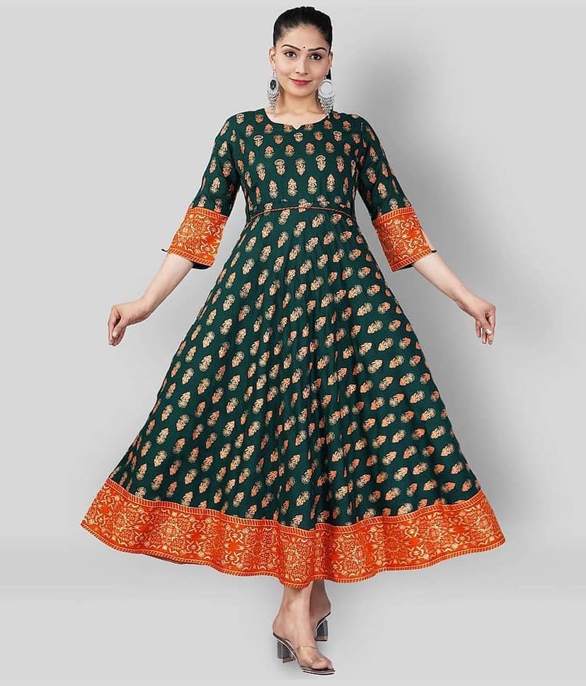 Mishree Collection - Blue Rayon Women's Anarkali Kurti ( Pack of 1 )
