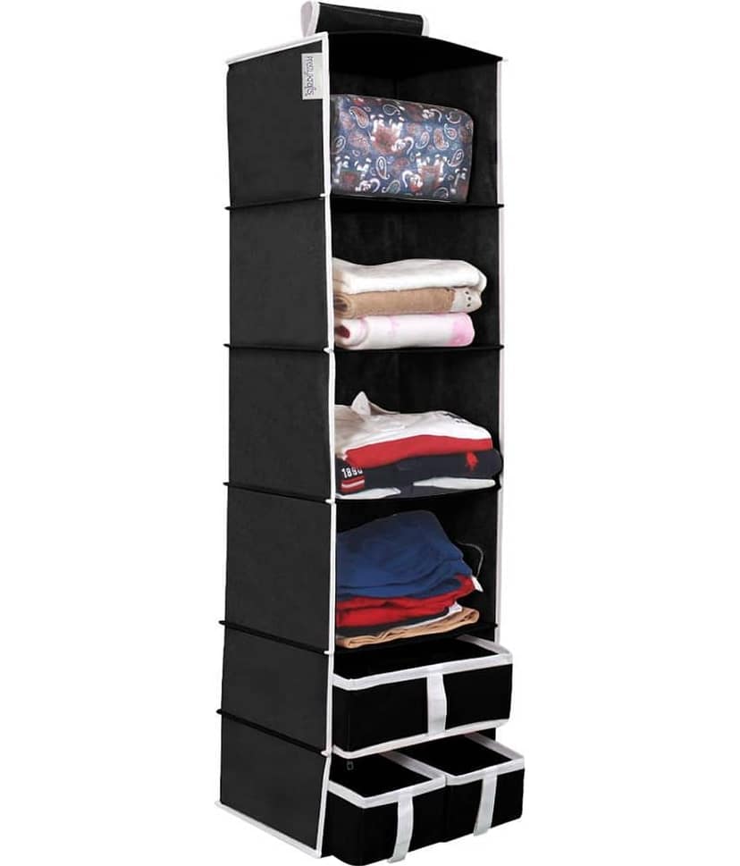 PrettyKrafts Hanging Rack 6 Shelf with drawer for regular garments, Shoes Storage Cupboard Accessories Organizer
