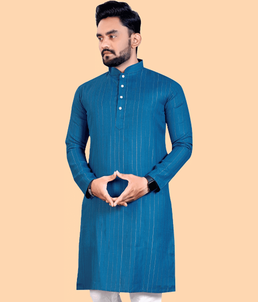 Balaji's - Grey Cotton Blend Men's Regular Kurta ( Pack of 1 )