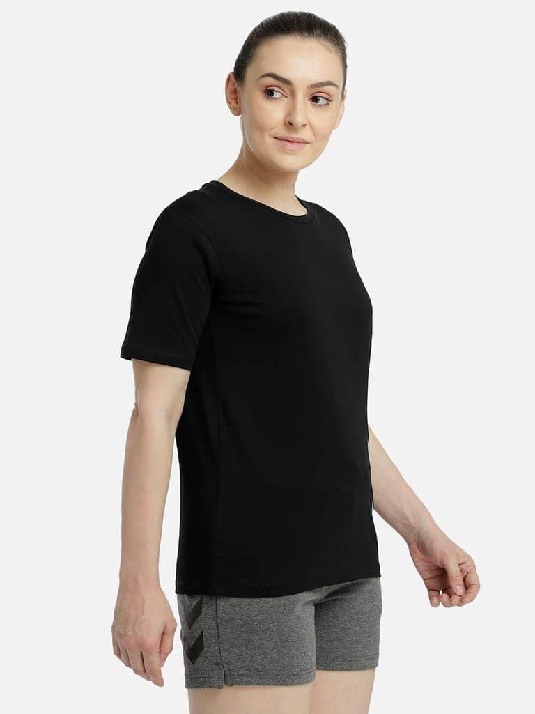 Tany Round Neck Cotton Rich Half Sleeve Solid Regular fit Cottonpoly T-shirt for Women Comfortable soft Breathable Fabric Stretchable for Everyday Use Ideal for Casualwear view 2