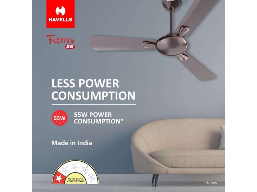 Havells Festiva ES 1200mm Energy-Saving Ceiling Fan - Espresso Brown view 2