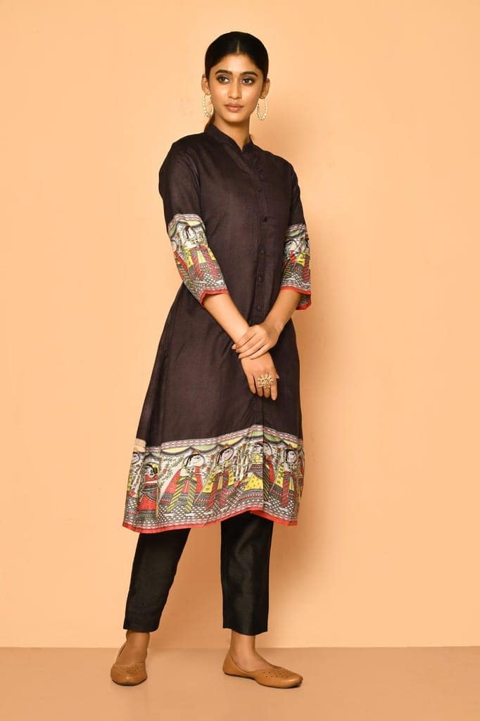 Siya Handloom madhubani cotton silk kurta set view 3