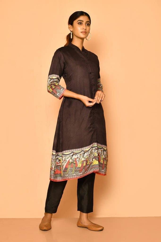Siya Handloom madhubani cotton silk kurta set view 4