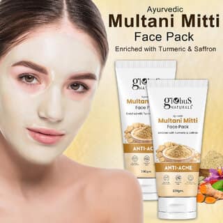 Globus Naturals Anti Acne Multani Mitti Face Pack For Oily Acne Prone Skin 100 gm Pack of 2 view 2