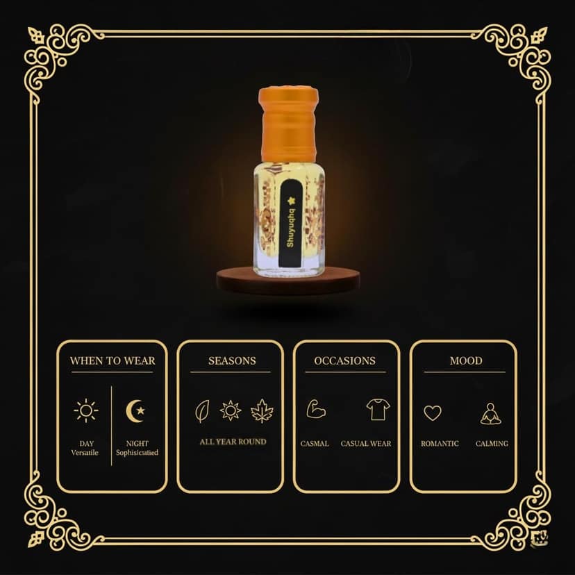 Alnaqi Fragrances Shuyuqqh Attar| Perfume Oil – Alcohol-Free Long-Lasting Roll-On | Bergamot, Saffron Rose, Oud Wood, Amber Vanilla | Unisex Luxury Attar view 4