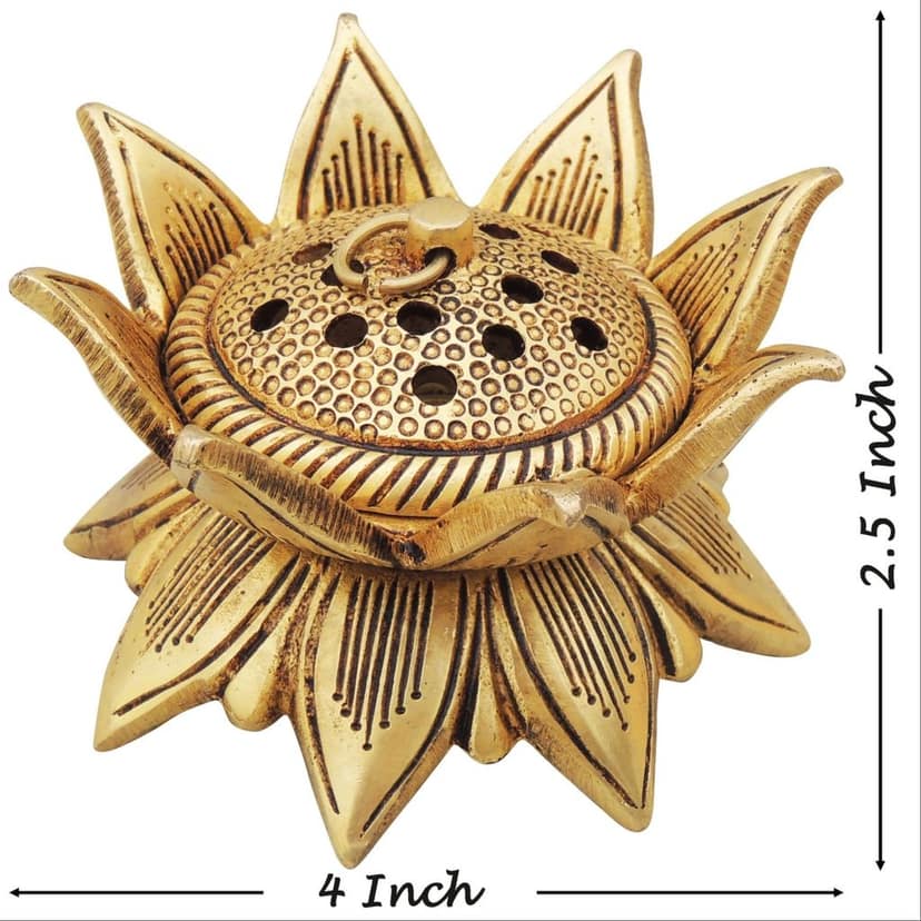 Brass Dhoop Dhaani, Luab Dan or Loban Holder Home Temple Decor, Height : 2.5 Inch (BSMAS1580 D) view 2