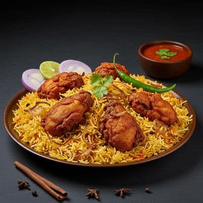 Hyderabad Special Chicken Fry Piece Biryani