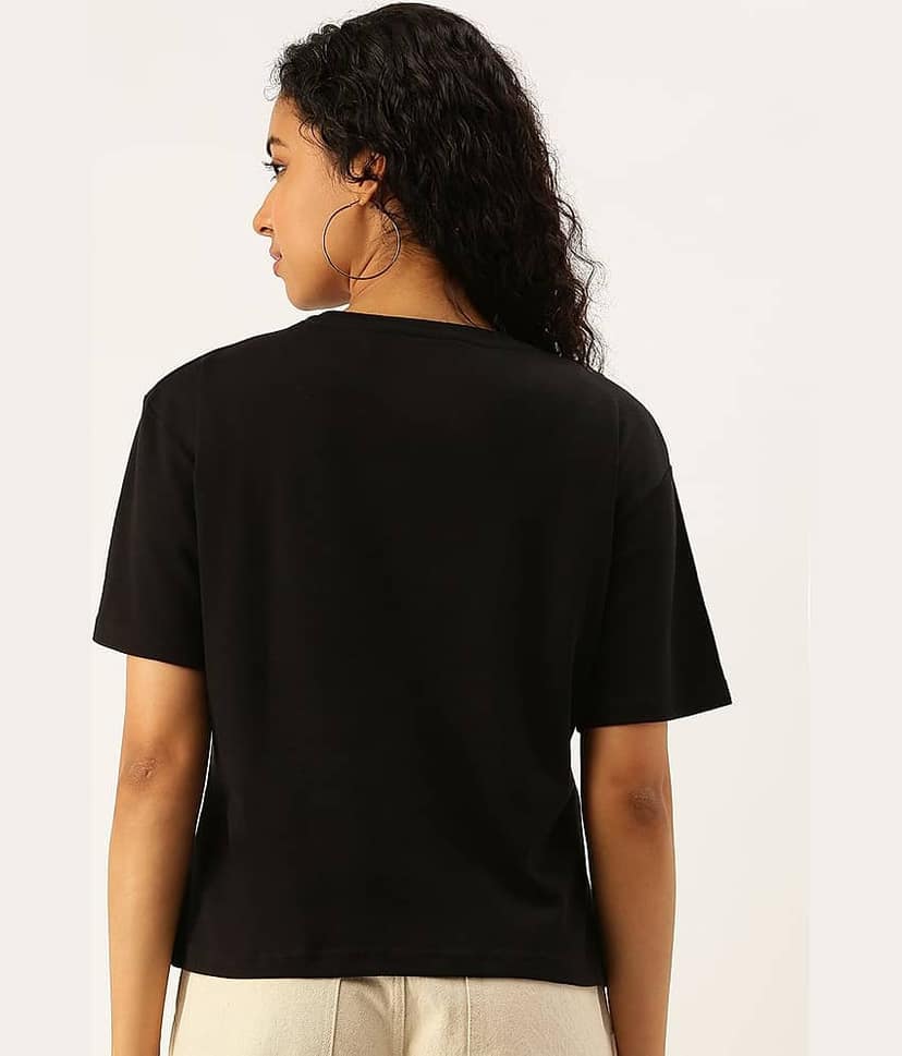 Bene Kleed Women Cotton Solid Oversized Fit Round Neck T-Shirt ( Green ) view 5