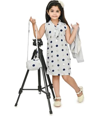 JCT DRESSES Crepe A-line Dress For Girls ( Pack of 1 , Grey )