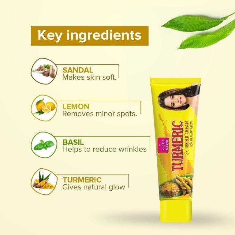 VI-JOHN Women Turmeric Skin Cream With Sandal & Lemon Extract For Soft & Supple Skin, 50G (Pack Of 6) view 3