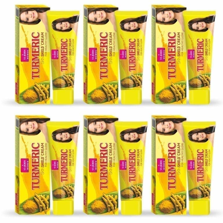 VI-JOHN Women Turmeric Skin Cream With Sandal & Lemon Extract For Soft & Supple Skin, 50G (Pack Of 6) view 4