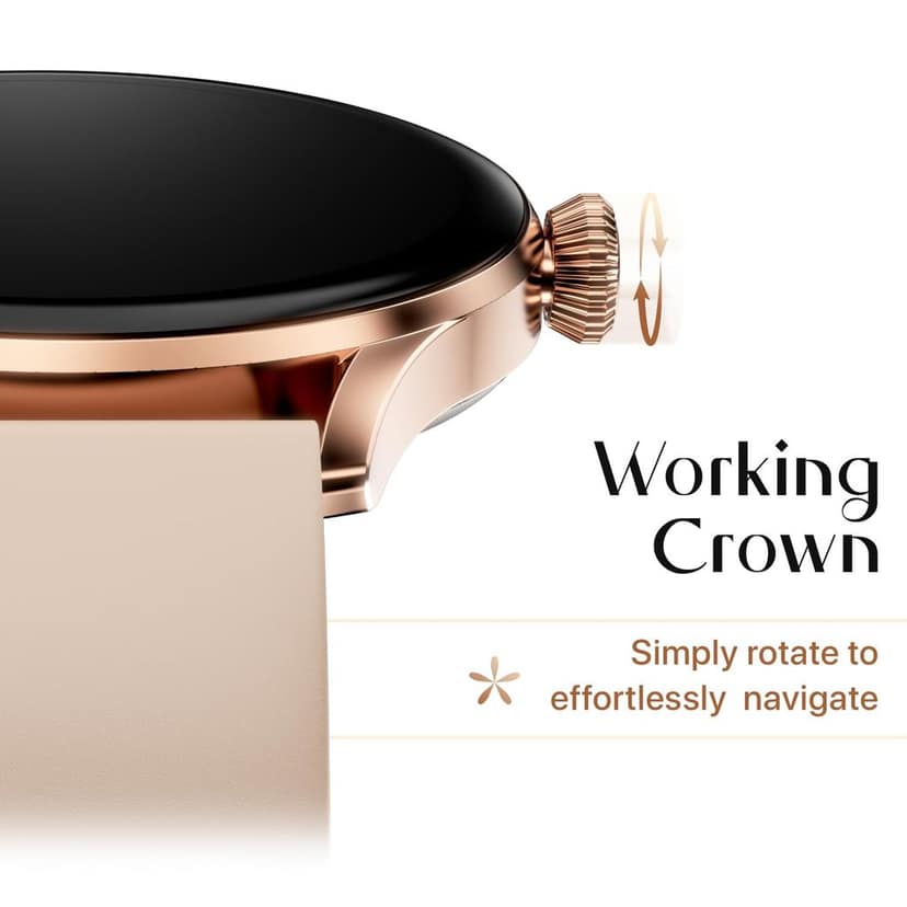 Fire-Boltt Glitz Women Smart Watch with 1.19” AMOLED Display, Bluetooth Calling, Rotating Crown, Always On Display, 1000 Nits Brightness, IP68 Waterproof (Sand Beige) view 6