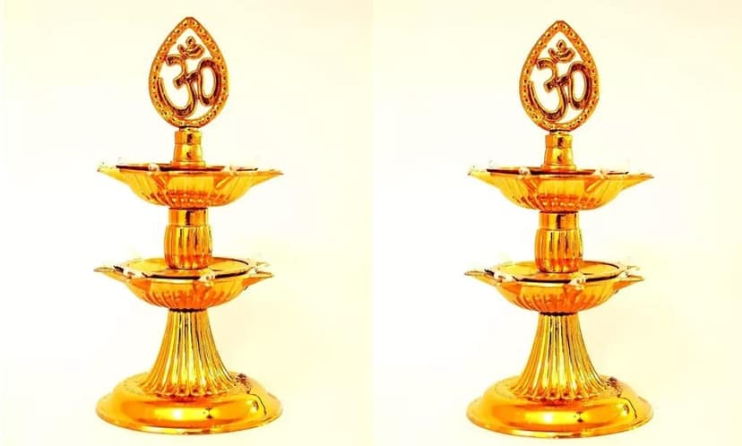 Dev Bhakti Two Layer 14 Led Electric Diya Set of 2 Plastic (Pack of 2) Table Diya Set (Height: 7 inch) view 2