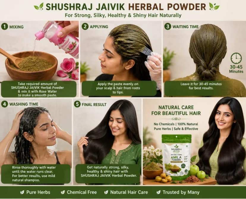 SHUSHRAJ JAIVIK Signature Haircare Combo Pack – Amla, Reetha & Shikakai Powder | 100% Pure & Natural Herbal Hair Care | For Strong, Shiny & Healthy Hair | 80g Each view 9