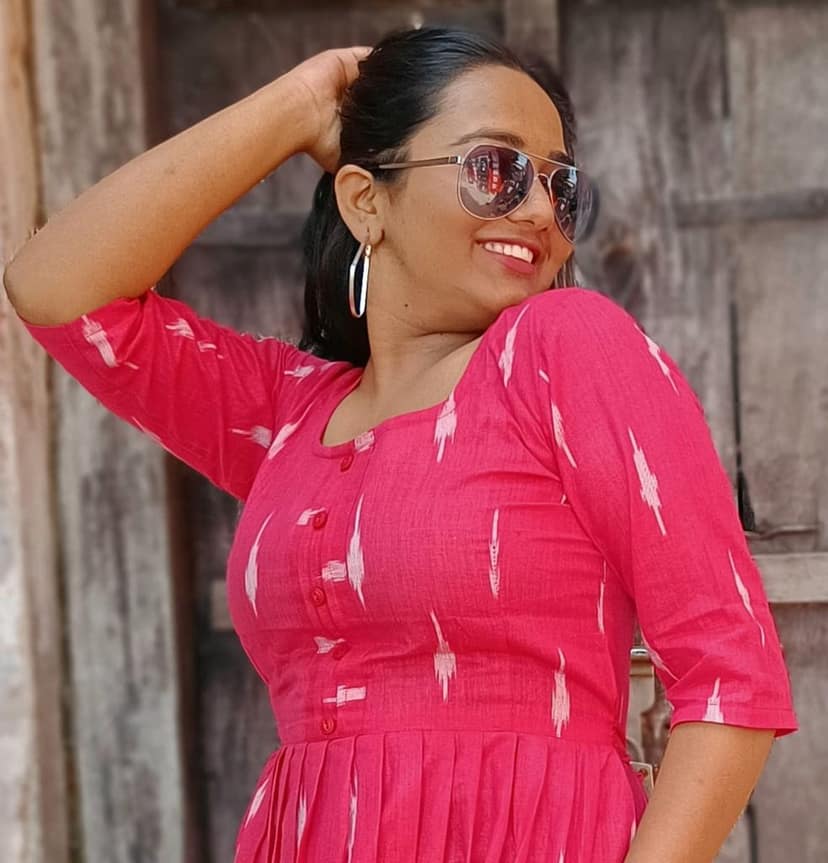 Pure Cotton Ikkat Dress Red Colour (Size XXS(32) to Plus Size(56))-5223 view 2