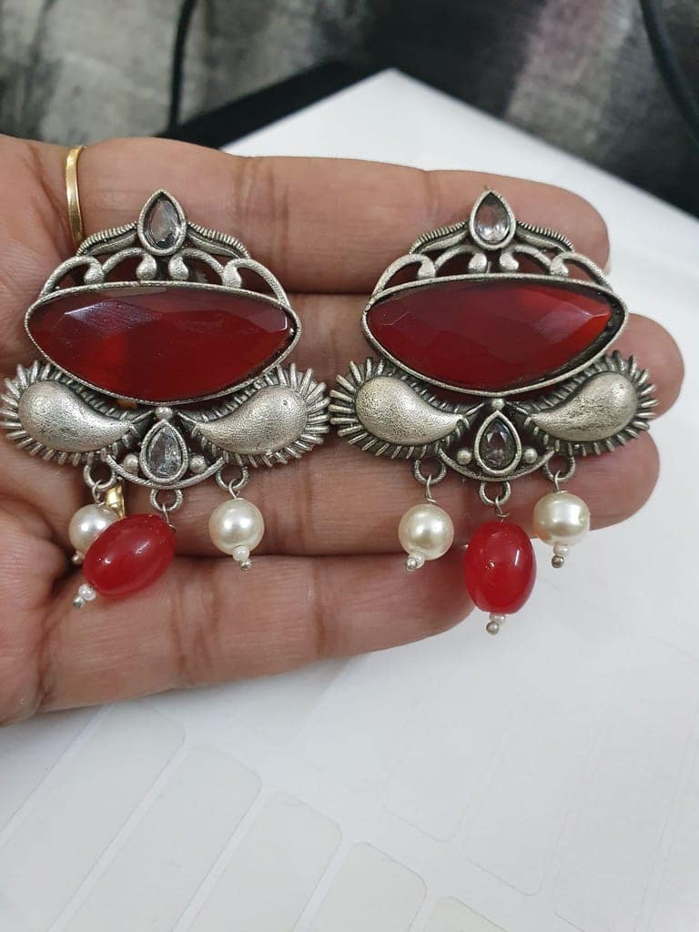 German Silver Oxidized Beautiful Earrings view 4